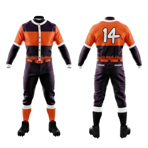 custom baseball uniform orange and black colors sublimation speedo fabric 250 gsm white background