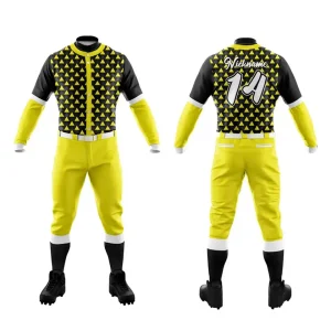 yellow and black custom baseball uniform 220 gsm speedo fabric white background