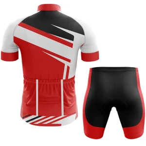 red white and black custom cycling uniform polyester 200 gsm fabric sublimation printing white background