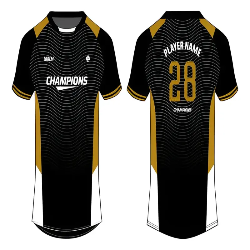 black custom rugby uniform white and yellow side panels with white background