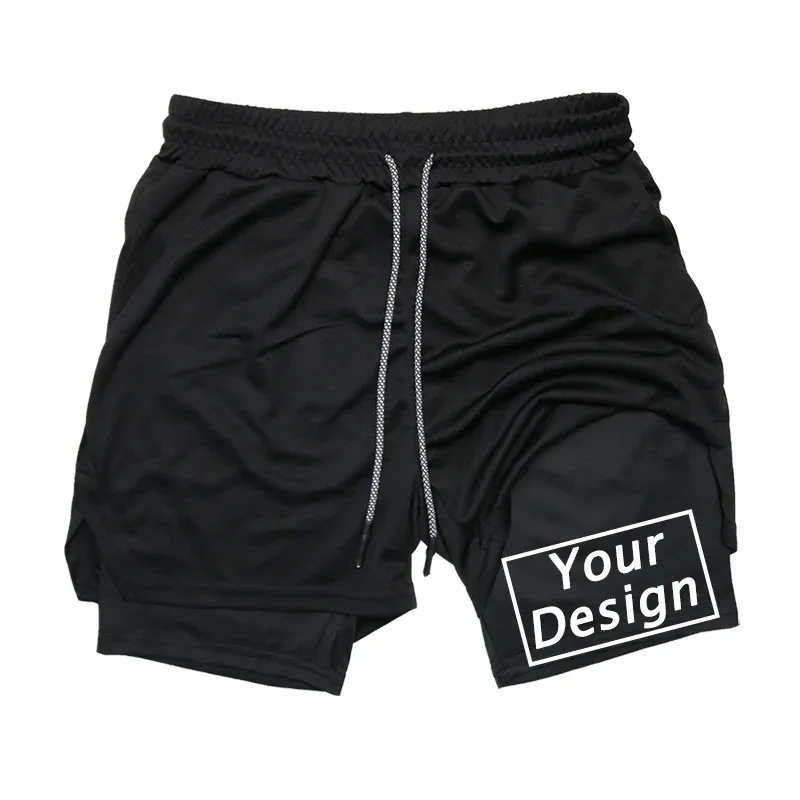 black color custom fitness shorts, on left leg design here sign, with white background