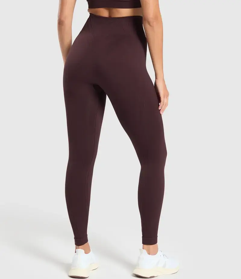 female wearing custom legging in dark brown color with white background
